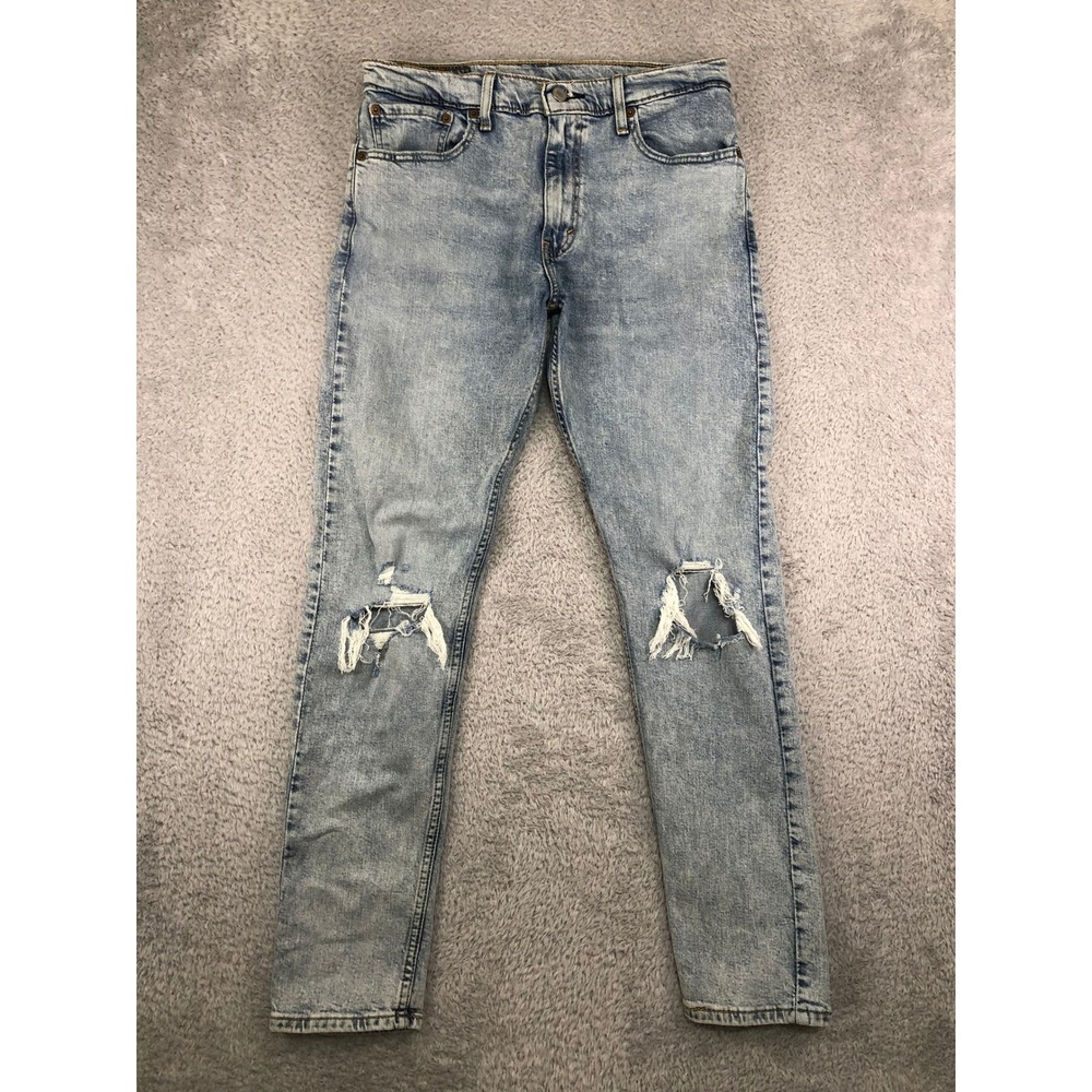 Levi's 512 Jeans Men 32x30 (Tag 33x32) Blue Slim Taper Distressed Denim